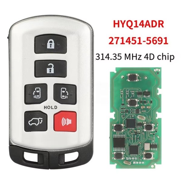 2011-2020 Toyota Sienna / 6-Button Smart Key / PN: 89904-08010 / HYQ14ADR (AFTERMARKET)